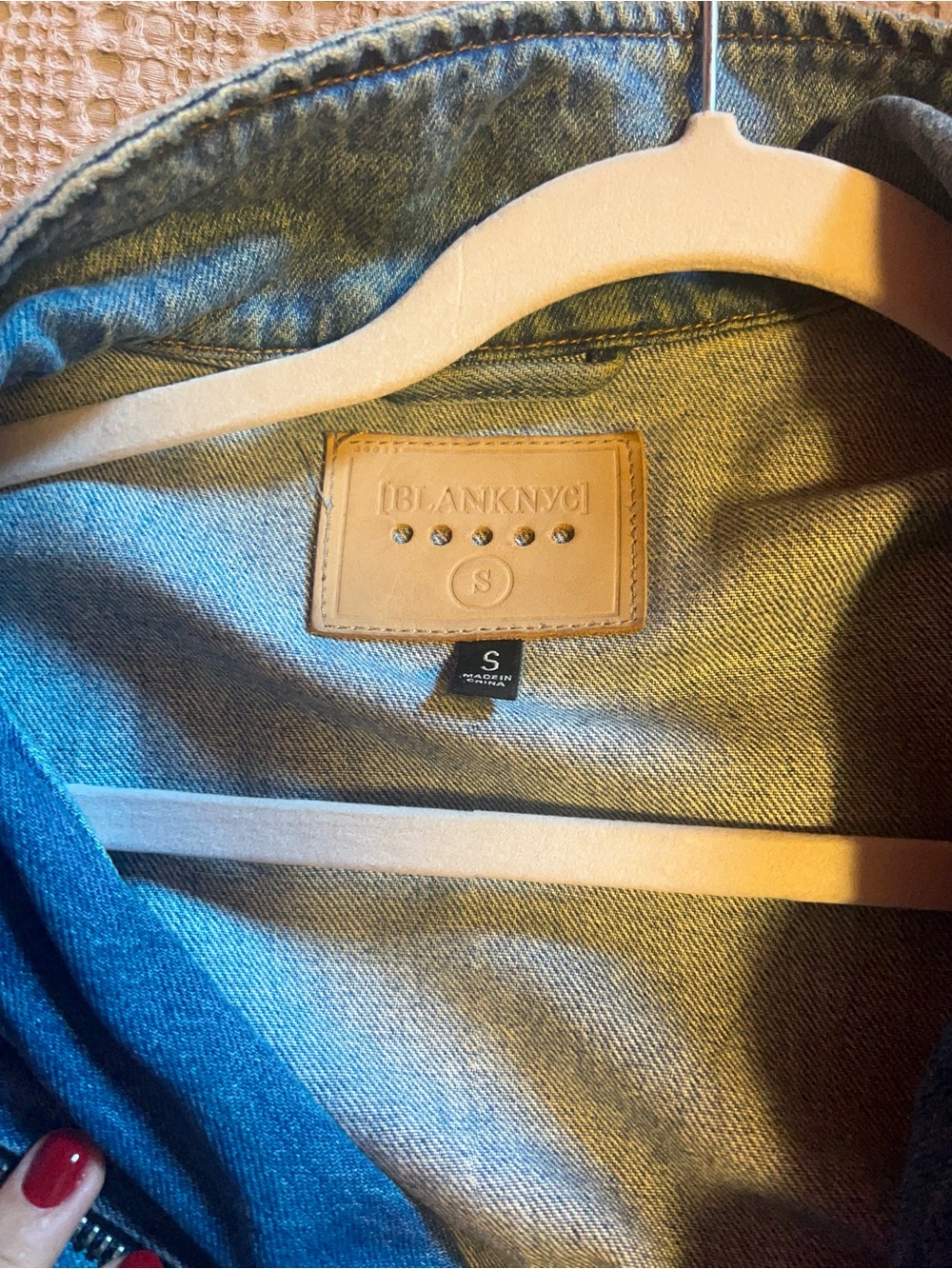 Blank NYC Washed Blue Denim Bomber Jacket - Picture 3 of 5